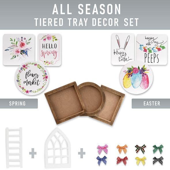 The Ultimate Farmhouse Fall Tiered Tray Decor Set - Beautiful Year Round Seasonal & Halloween Holiday Decoration Bundle - The Perfect Christmas Centerpiece Design for Home & Kitchen Decor KIBAGA