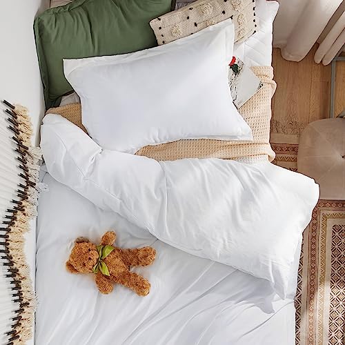 Bedsure Duvet Cover Twin/Twin XL Size - 2 Pieces Prewashed Cotton-Like Polyester Extra Soft Bedding Set, Includes 1 Twin Duvet Cover 68''x90'' with Zipper Closure & 1 Pillow Sham, White, No Comforter Bedsure