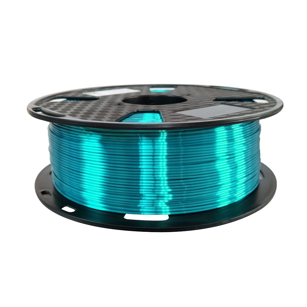 Silk PLA Shiny Cyan Blue PLA Filament 1.75 mm 3D Printer Filament 1KG 2.2LBS Spool Silky Shiny Metallic Cyan Metal Gold Silver Copper Turquoise Blue PLA 3D Printing Material CC3D Silk Enamel Blue PLA CC3D