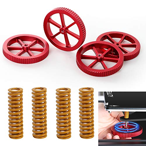 Creality 4PCS Upgraded Aluminum Hand Twist Leveling Nut and 4PCS Hot Bed Die Springs for Ender 3/3 Pro/3 V2, Ender 3 Neo/Ender 3 V2 Neo,Ender 3 S1 Pro,Ender 5/5 Plus/Pro, CR-10 3D Printer MECH SOLUTIONS LTD