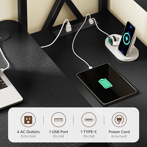 Homiflex 77.8 Inches L Shaped Standing Desk Corner Desk with Hutch Electric Height Adjustable Desk with Storage Shelves File Drawer Power Outlets Reversible Computer Gaming Desk for Home Office Black Homiflex