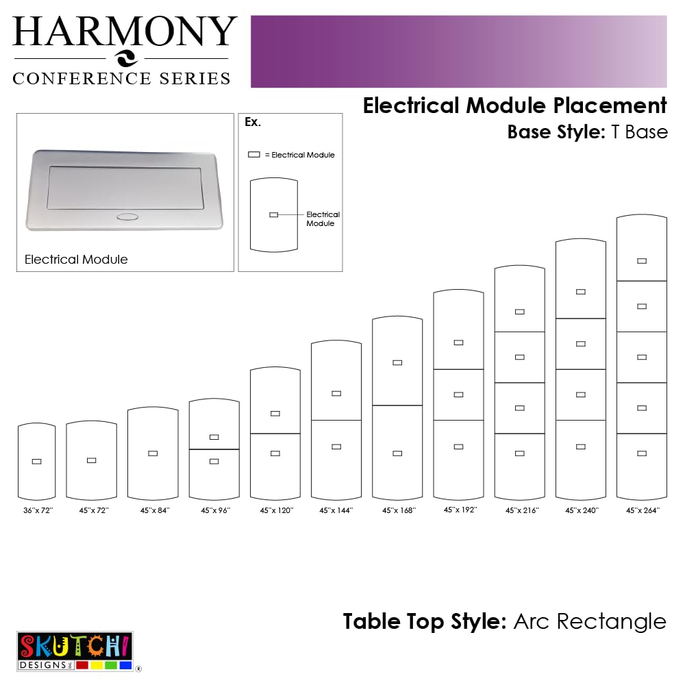 14 Person Arc Rectangle Conference Table with Power & Data | Matte Black Metal T-Bases | Harmony Series Modular Meeting Tables for Offices, Conference Rooms, and Homes | White - 14ft SKUTCHI DESIGNS INC.