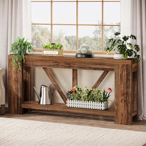 Tribesigns 70.9" Sofa Tables Narrow Long, Rustic Farmhouse Console Table Behind Couch with Storage Shelf, Accent Hallway Foyer Tables for Living Room, Entryway, Entrance, Dark Brwon Tribesigns