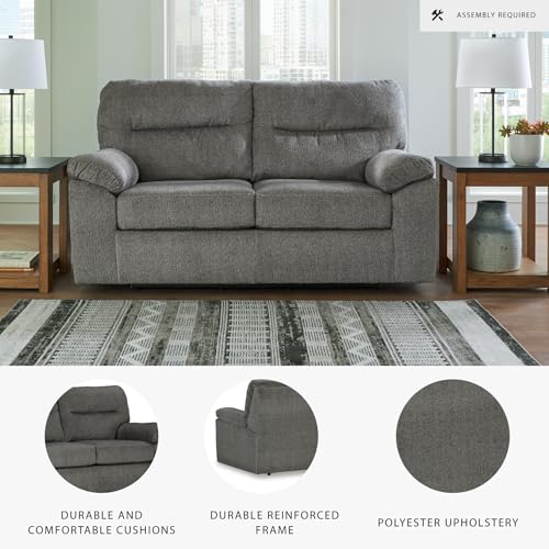 Signature Design by Ashley Bindura Contemporary Glider Loveseat with Non-skid Legs, Light Gray Signature Design by Ashley