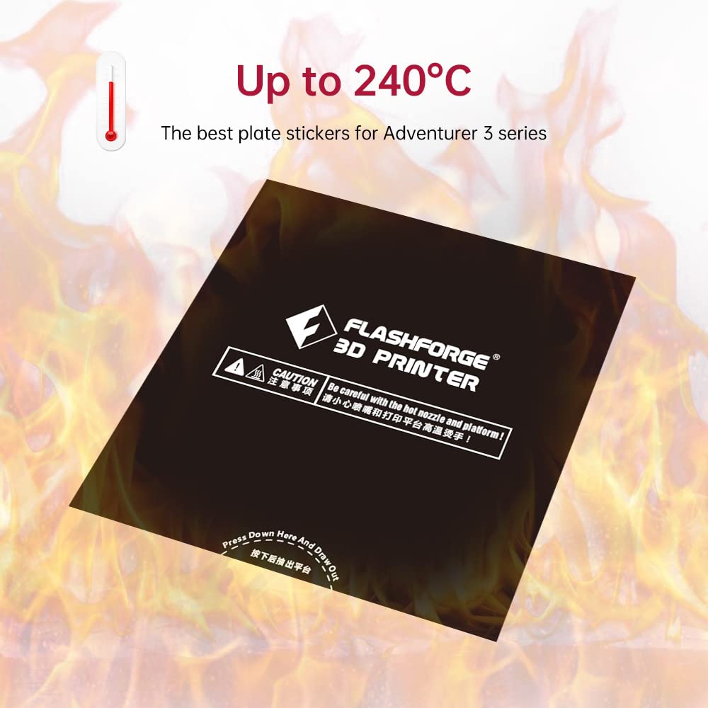 Flashforge 3D Printing Build Surface, 3D Printer Heat Bed Platform Sticker fit Adventurer 3, AD3C, Adventurer 3 Lite,Adventurer 3 Pro (5pcs) FilaBees