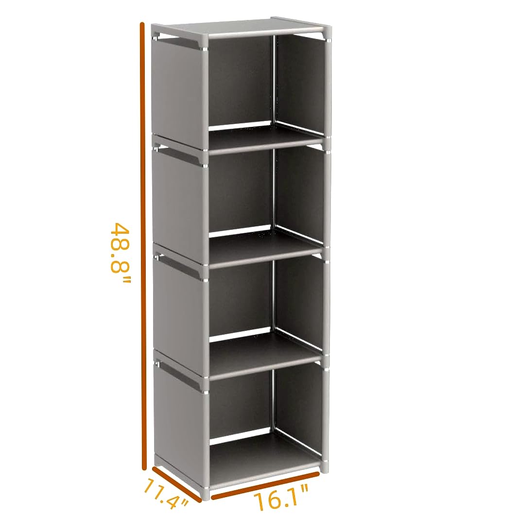 RIIPOO Storage Cubes Organizer Shelves, 4 Cube Bookcase Bookshelf for Bedroom Closet Small Spaces, Cube Storage Organizer Shelf for Kids Clothes Nursery RIIPOO