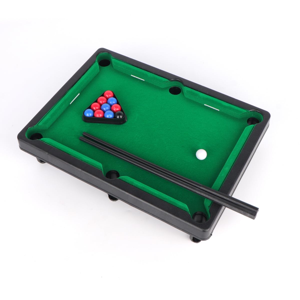 Mini Pool Table Tabletop Desktop Billiards Snooker Game with 2 Sticks, 11 Balls Home Office Desk Stress Relief Games Power Ling CC
