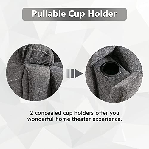 CANMOV Large Power Lift Recliner Chairs with Massage and Heat for Elderly Big People, Heavy Duty Motion Reclining Mechanism-Anti Skid Fabric Recliner Chair with 2 Concealed Cup Holders,Dark Gray CANMOV
