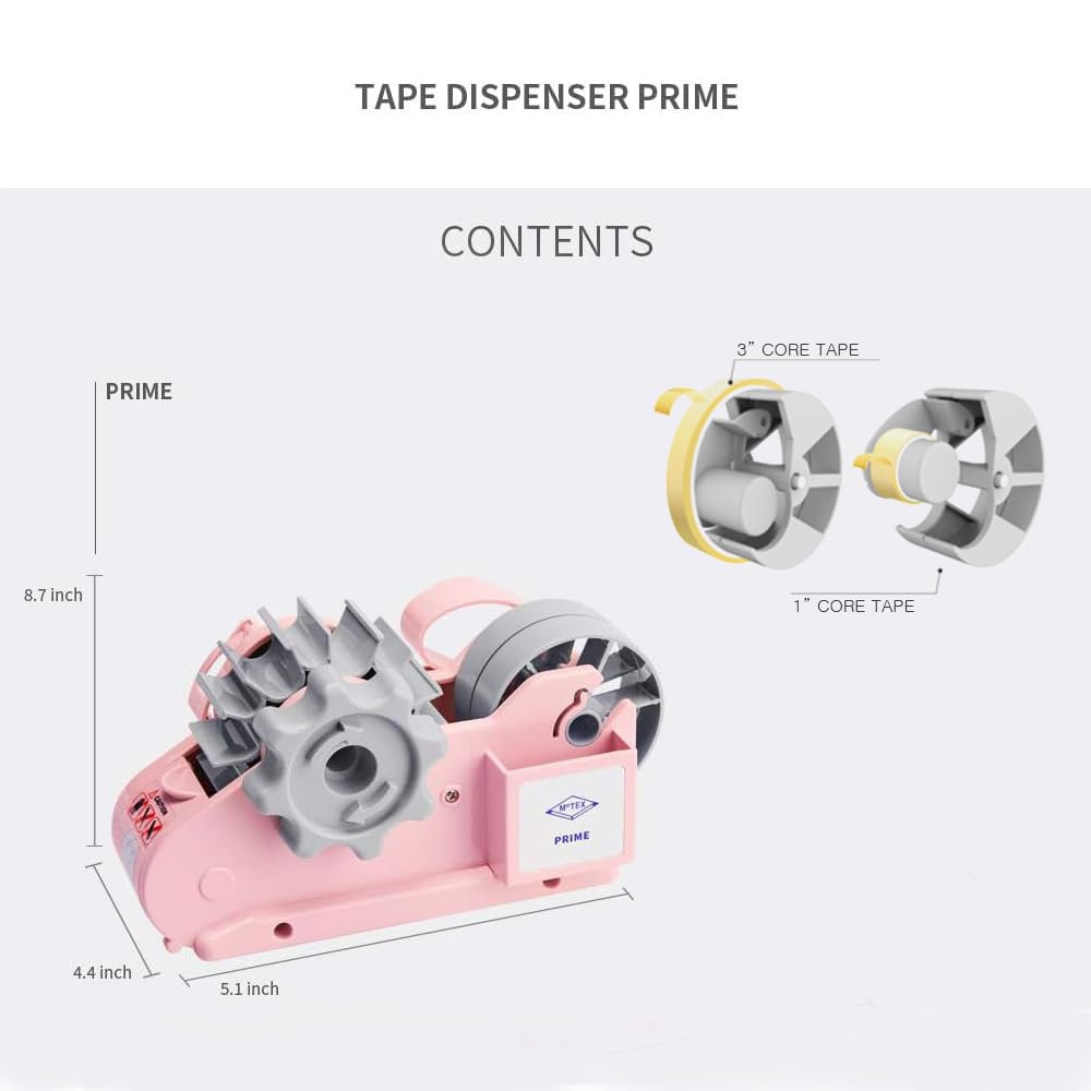 MoTEX Heat Tape Dispenser Sublimation – 1” & 3” Core Multiple Roll Pre-Cut Heat Tape Dispenser, Heat Resistant Sublimation for Heat Press & Mug Press Machine (Light Pink, Tapes not Included) Motex