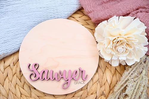 Baby Stats & Footprint Sign For Hospital, Newborn Announcement Sign For Hospital, Birth Announcement Sign Photo Prop, Laser Birth Footprint WoodArtSupply