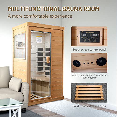 HOSAUNA Infrared Sauna,Double -Layer Canadian Hemlock Wood Build Infrared Saunas for Home,Low EMF 800W Home Sauna HOSAUNA