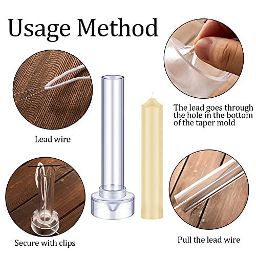 2 Pieces Taper Candle Mold Cylinder Candle Moulds Pillar Candle Molds for Making Emergency Candles and Table Candles with Wire Wicks Clips Tool kit