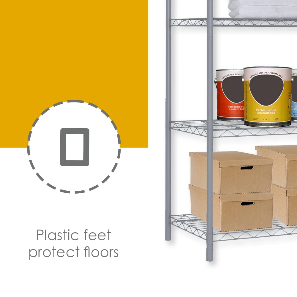 Home Basics Wire Shelving Storage Unit (5 Tier, Grey) Home Basics