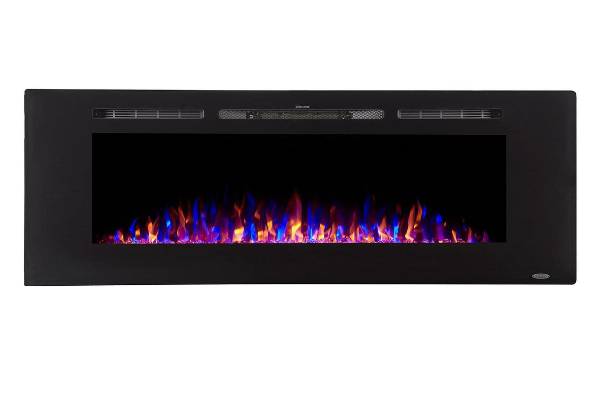 Touchstone Smart Electric Fireplace-The Sideline® 60 Inch Wide-in Wall Recessed-30 Realistic Ember Color/Flame Options-1500W Heater w/Thermostat-Black-Log & Crystal Hearth Options -Alexa/WiFi Enabled Touchstone