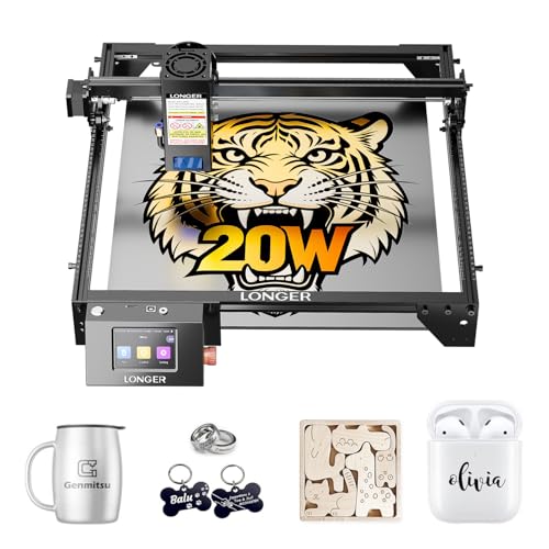 LONGER Ray5 20W Laser Cutter, 20W Laser Engraver with 3.5" Touch Screen, Offline Use, 24000mm/min, CNC DIY Engraving Machine for Wood, Metal, Acrylic & Glass, Class 4 Longer