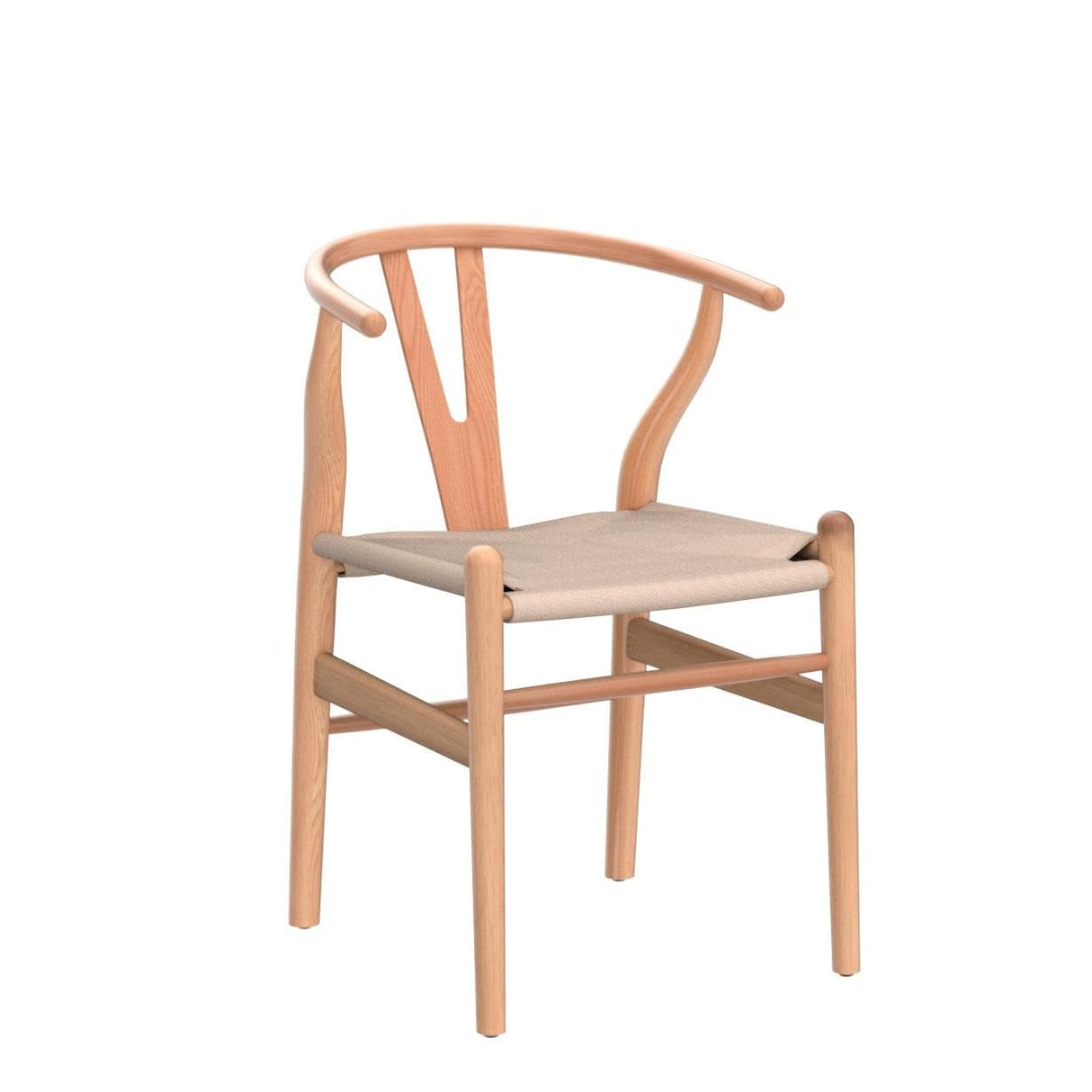 Farini Rattan Chairs for Dining Room Wishbone Chair Solid Wood Armchairs Y Shaped Backrest Hemp Seat for Home Restaurant Fully-Assembled(Set of 2,Nature-Beige Seat) Farini