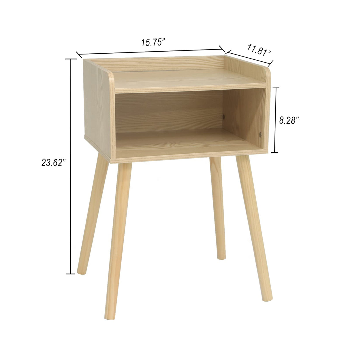 MaxSmeo Nightstand, Mid Century Modern Side Table Bedroom with Storage, Small End Bedside Table with Solid Wood Legs for Living Room, Office Small Spaces (Natural) MaxSmeo