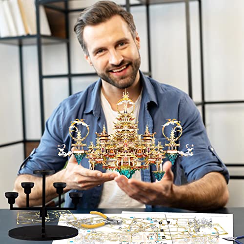 Piececool 3D Metal Asian Puzzles Model Kits- LINGXIAO Palace Metal Building Kits for Adults, Brain Teaser Puzzle DIY Handcraft Best Gifts for Man Woman Family
