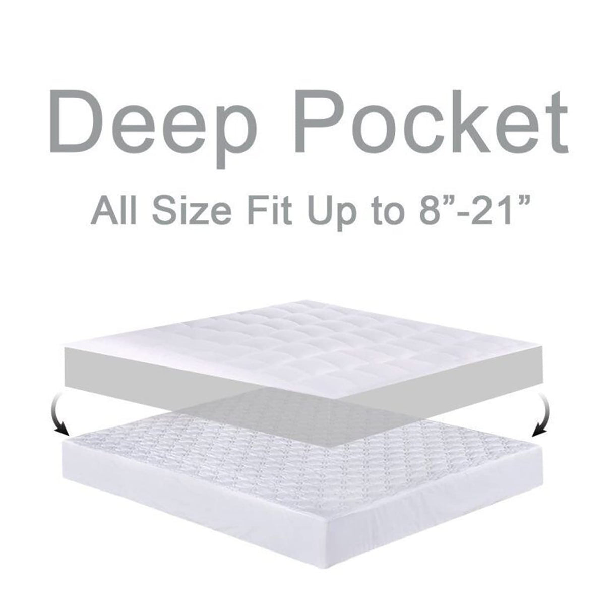 Mattress Topper King for Back Pain, Extra Thick Mattress Pad Cover, Plush Pillow Top, Deep Elastic Pocket, White CHOPINMOON