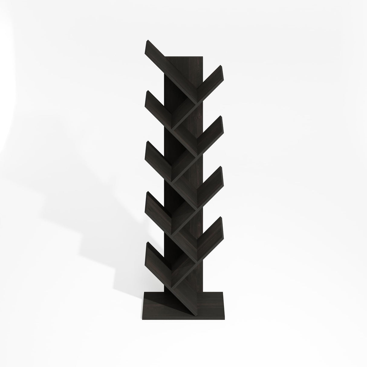 Furinno Tree Book Shelf, 9-Tier Bookshelf, Tree Bookcase for Room Decor, 8.4 x 15.7 x 50.9, for Living Room, Bedroom, Home Office, Black Espresso Furinno