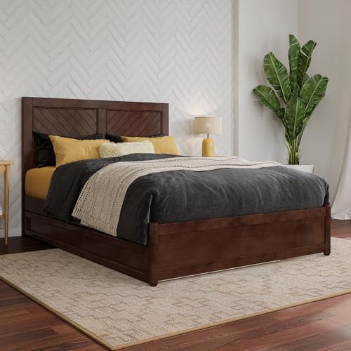 AFI, Clayton Full Platform Bed with Panel Footboard & Twin Trundle, Walnut AFI