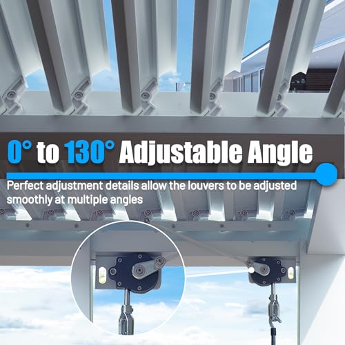 Domi Outdoor Living Louvered Pergola 10x13FT, Aluminum Outdoor Pergola with 2 Independently Adjustable Louver Roof, Full Aluminum Structure, White domi outdoor living