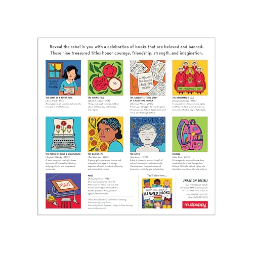 Mudpuppy I Read Banned Books – 500 Piece Family Puzzle with Colorful and Fun Illustrations of Infamously Banned Books for Children Ages 8 and Up Mudpuppy