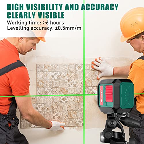 HYCHIKA Laser Level Self Leveling Green Cross Line Lasers Level Tool 50ft Measure Range for Indoor/Outdoor/Construction/DIY/Picture hanging, Battery HYCHIKA BETTER TOOLS FOR BETTER LIFE