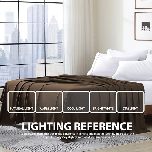 Cathay Home Hotel Luxury Wrinkle & Fade Resistant Double Brushed Ultra Soft Microfiber 1-Piece Single Flat Sheet - Chocolate, Twin (66" x 96") Cathay Home