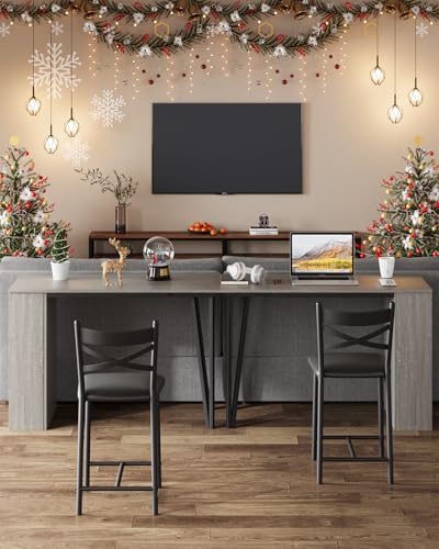 GarveeHome Extendable Bar Table Set for 2, 16 in Wide Cushions for Comfortable Seating, Bar Table and Chairs Set, Suitable for 2-4 People, Sturdy and Durable New Choice, Gray GarveeHome