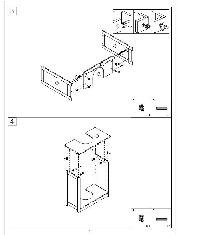 MEZHI Under Sink Vanity Cabinet Bathroom Double Door Shelf Cupboard Basin Organizer MEZHI