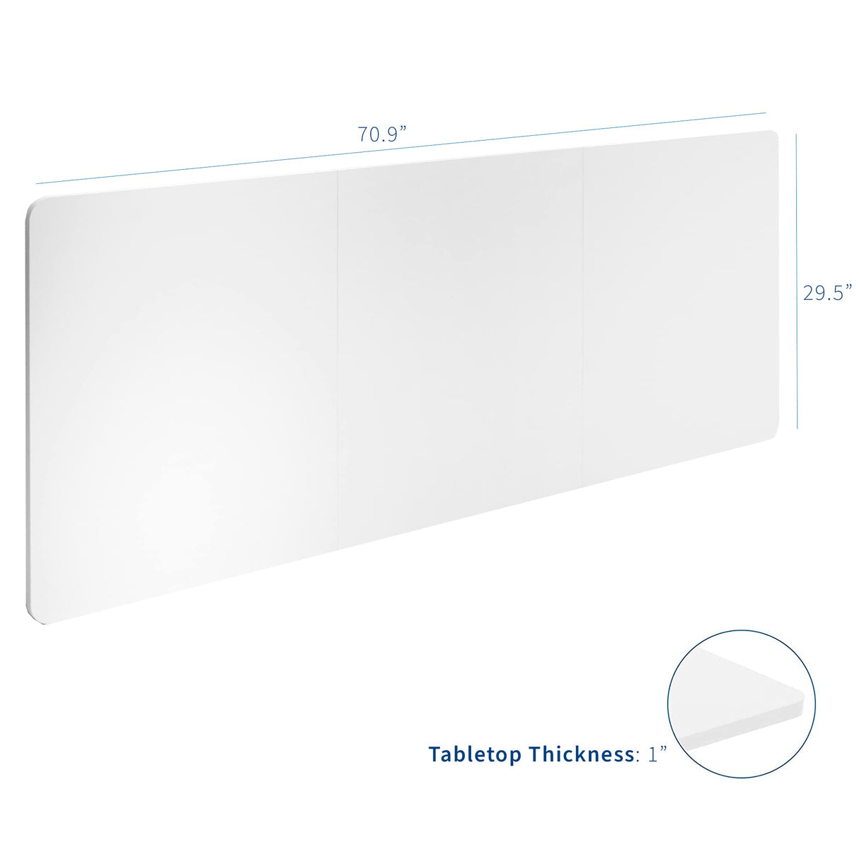 VIVO Universal 71 x 30 inch Table Top for Standard and Sit to Stand Height Adjustable Home and Office Desk Frames, White Desktop, DESK-TOP72-30W VIVO