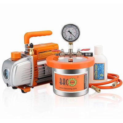 BACOENG 2 Quart Vacuum Chamber Kit with 3.6 CFM 1 Stage Vacuum Pump HVAC