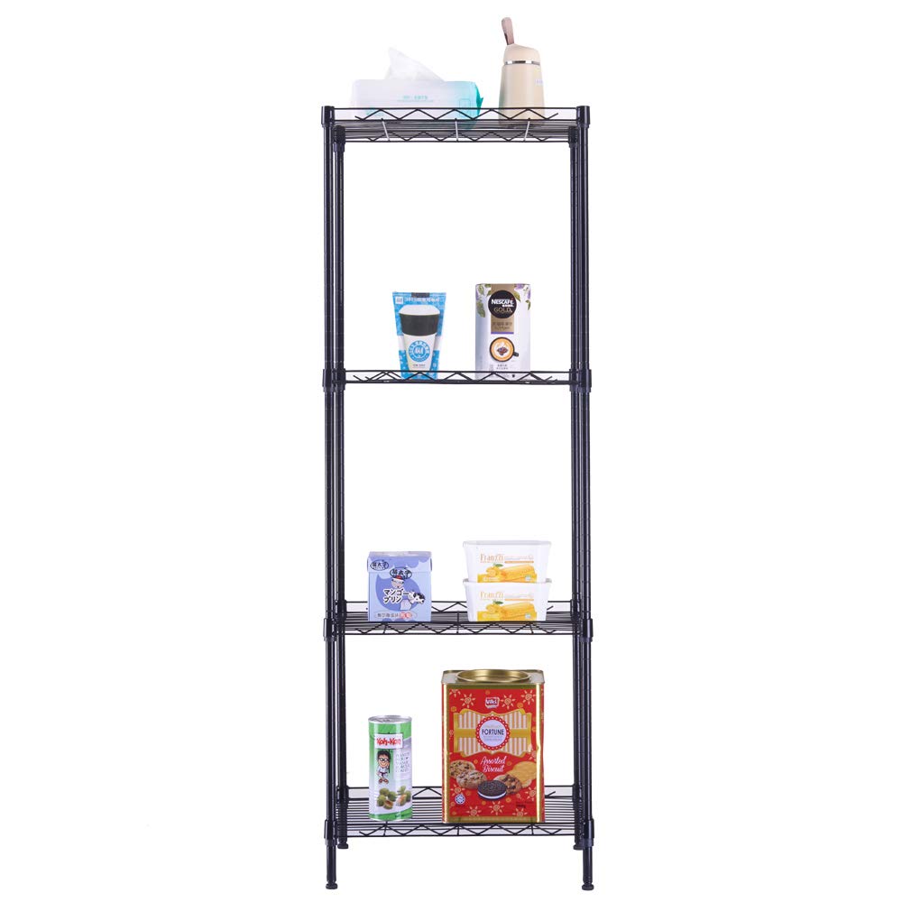 Shyneer 4-Tier Wire Shelving Unit Metal Storage Rack,4-Shelf Shelving Unit, Steel Wire Shelves, Shelving Units and Storage for Kitchen and Garage (17.72 x 11.81 x 49.6'') Black Shyneer