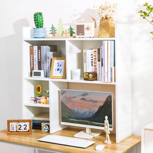 Deli 5-Tier Desktop Shelf - Versatile Wood Desk Hutch Organiser for Home and Office deli