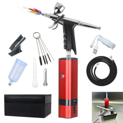 I-BEAUTEE Portable Cordless Airbrush Kit with Compressor, high air Flow Handheld Mini Air Brush Gun Set,Trigger Type High Pressure Air Brush for Painting, Nail Art, Cake, Barber,Model,T-Shirt DIY