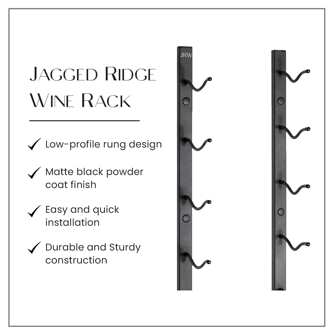 Jagged Ridge Wine Rooms - Premium Wall Mounted Metal Wine Rack - 12 Wine Bottles Holder - Modern Wine Rack, Matte Black - Space Saving for Home, Kitchen, Bar - Designed in Canada by Wine Enthusiasts Jagged Ridge Wine Rooms