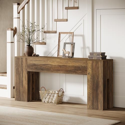 Tribesigns 71-Inch Long Console Table for Entryway, Farmhouse Sofa Console Behind Couch, Entry Table for Hallway, Foyer, Living Room, Brown Tribesigns