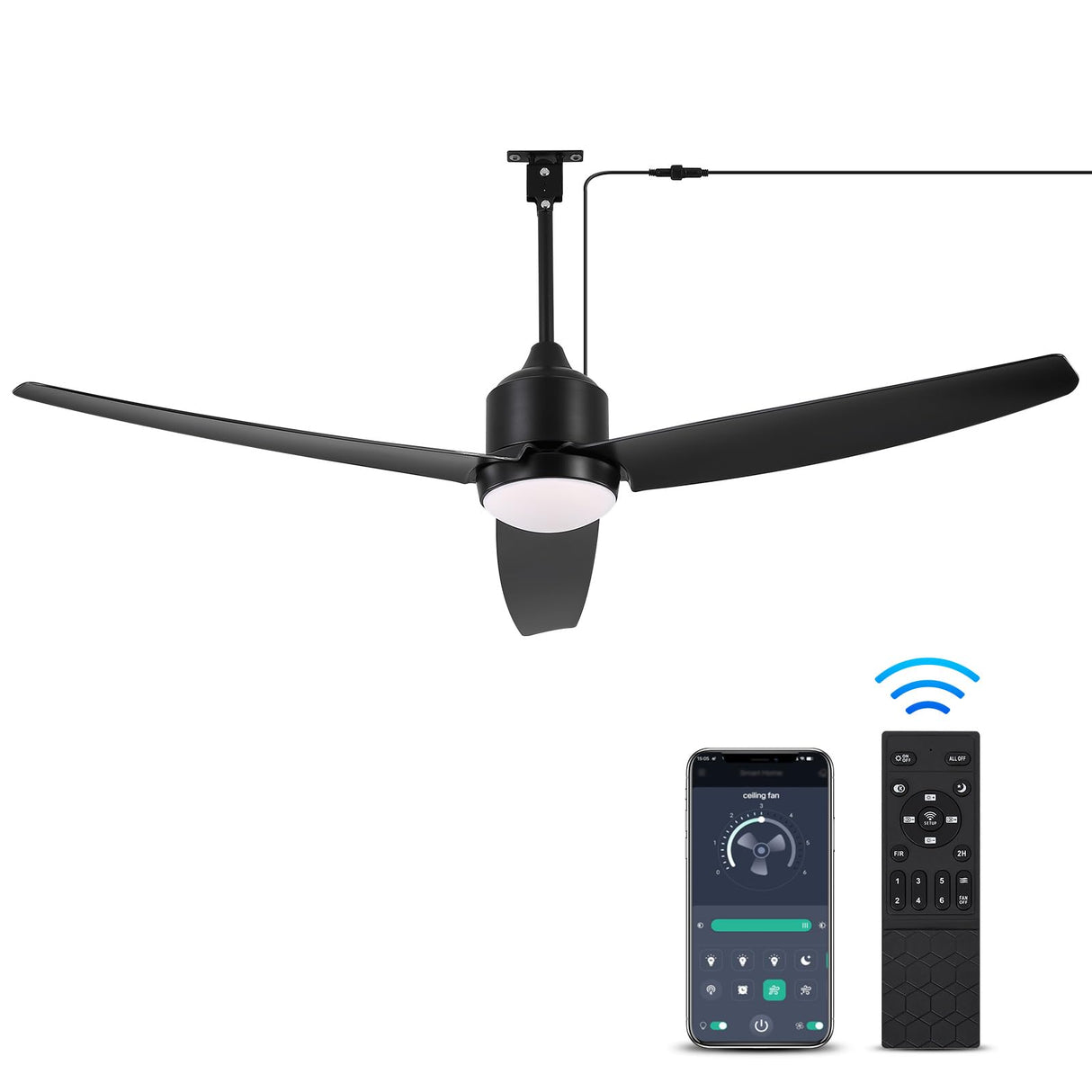 BZX Waterproof Outdoor Ceiling-Fan with Light - 52" Modern Ceiling Fans with 3 Colors LED Light, App & Remote Control, Quiet DC Motor, for Patios Gazebo, Black BZX
