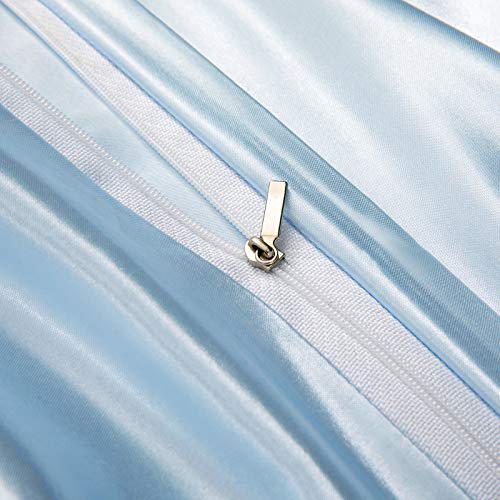 P Pothuiny 5 Pieces Satin Duvet Cover Full/Queen Size Set, Luxury Silky Like Baby Blue Duvet Cover Bedding Set with Zipper Closure, 1 Duvet Cover + 4 Pillow Cases (No Comforter) P Pothuiny