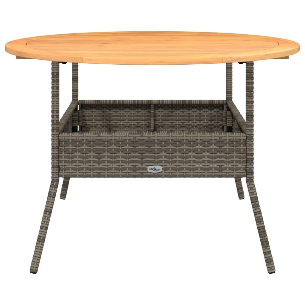 vidaXL Garden Table Grey PE Rattan, Solid Acacia Wood, Powder-Coated Steel vidaXL