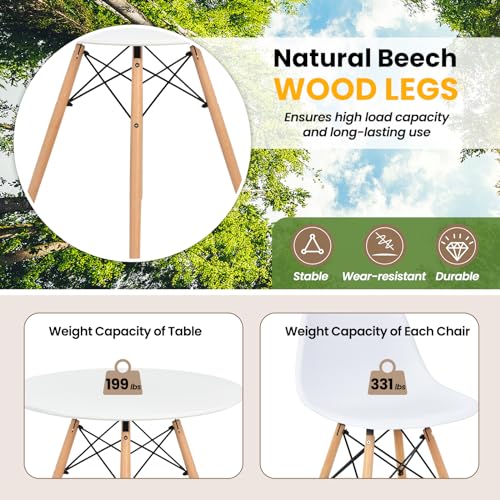 Tangkula Dining Table Set for 4, Round Kitchen Table and Chairs Set of 4 with Ergonomic Seat & Solid Wood Legs, 5-Pieces Modern Dining Set for Kitchen and Living Room Tangkula