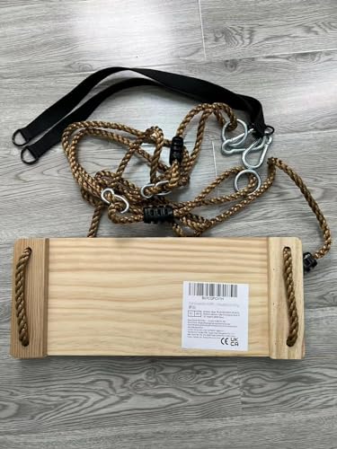 Outdoor Swing, KINSPORY Swing Set for Backyard, Adjustable Nylon Rope with Hanging Tree Straps Kit, Wooden Swing Seat for Indoor Outdoor Porch Patio Garden Playgroud Swing Set Accessories KINSPORY