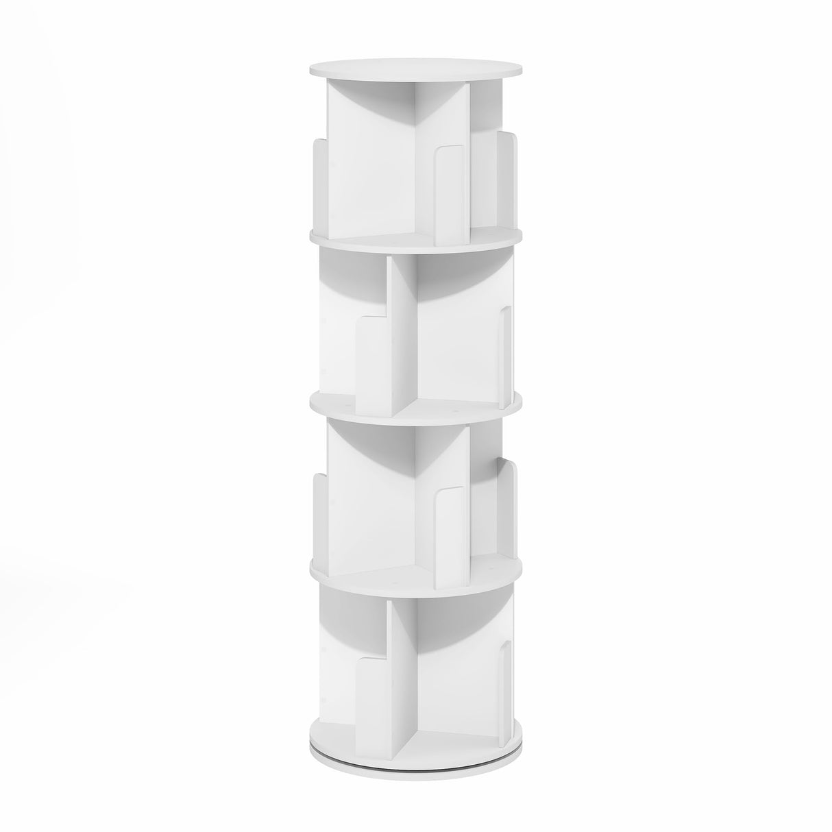 Furinno DALY Rotating Bookshelf Tower, 4-Tier 360 Display Book Shelf, Lazy Susan Revolving Bookshelf, Organizer Bookcase, 15.5 x 15.5 x 50, for Living Room, Bedroom, Home Office, White Furinno