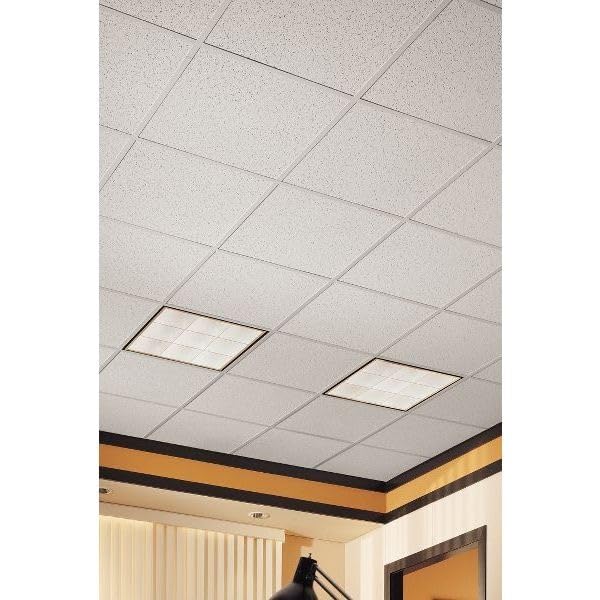 Armstrong Ceiling Tiles; 2x2 Ceiling Tiles - 16 pc White Ceiling Tiles; Acoustic Ceilings for Suspended Ceiling Grid; CORTEGA 2195 Armstrong