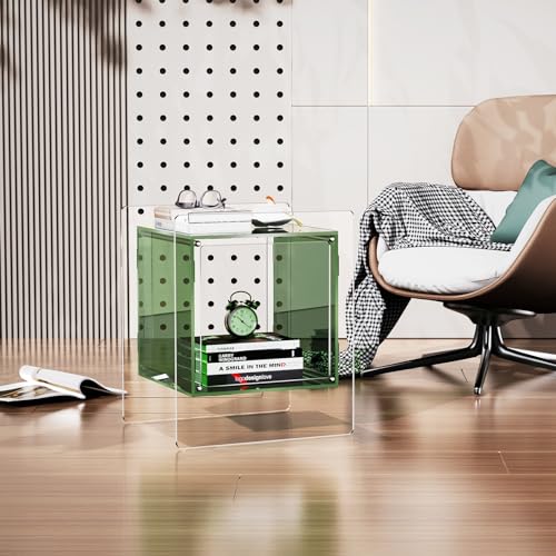 solaround Acrylic Nightstand, Bedside Table for Bedroom, Side Table, Record Player Stand, 18'' x 15.7'' x 21.6'', Green solaround