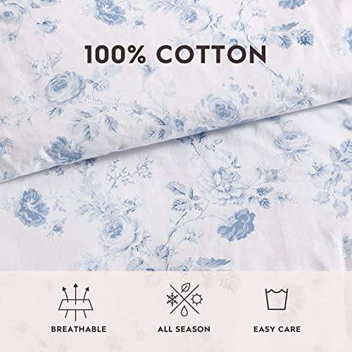 Laura Ashley - Twin Comforter Set, Soft & Reversible Cotton Bedding with a Smooth Feel, Medium Weight for Year Round Comfort, 2 Piece Bed Set with Matching Pillowcase (Belinda Blue) Laura Ashley