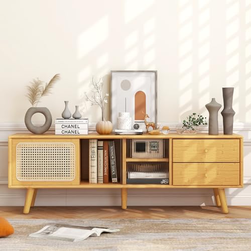 Byroce Bamboo Stand for TVs up to 65’’, Natural Byroce