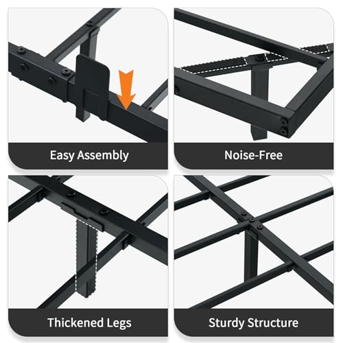 HOMBCK Floating Bed Frame Full Size with LED Light, Modern Metal Bed Frame, No Box Spring Needed, Noise Free, Easy Assembly HOMBCK