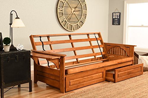 Kodiak Furniture Phoenix Futon Set with Oregon Trail Java Mattress and Storage Drawers, Full, Barbados Kodiak Furniture